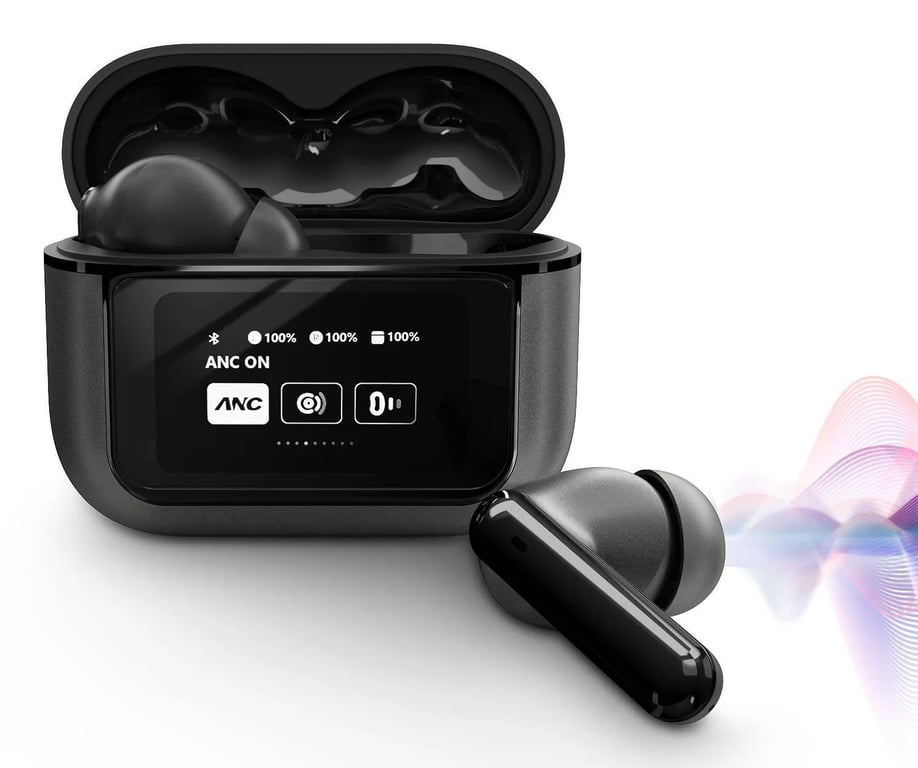 Écouteurs True Wireless Energy Sistem Écran dans étui ANC Mode Transparence Faible latence IPX5 30h d'autonomie Couleur Neuf - vue 3