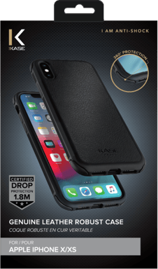 Resistente funda de piel auténtica para Apple iPhone X/XS, negro azabache