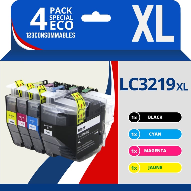 123CONSOMMABLES LC3219XL Cartouches encre compatible avec Brother LC3219XL LC3219 LC3217 pour Brother MFC J5330DW J5730DW J6930DW J5930DW J6530DW J6935DW 1 / 1 Cyan / 1 / 1 Jaune Neuf - vue 4