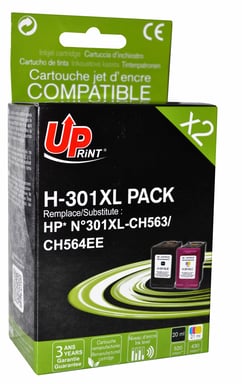 Pack UPrint compatible HP 301 XL (CH563EE/CH564EE) noir et couleur