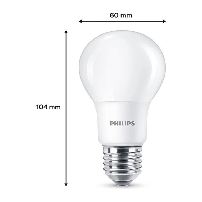 Pack de 6 ampoules LED Philips E27 60W, lumière chaude