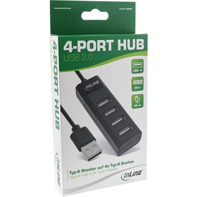 InLine 33293H hub de interfaz USB 3.2 Gen 1 (3.1 Gen 1) Type-A 480 Mbit/s Negro