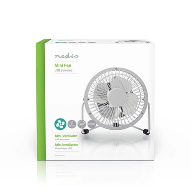 Nedis Mini Ventilador de Mesa 10cm 3W Metal Rotativo 1 Velocidad Blanco
