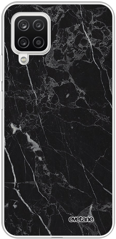 Evetane Coque Samsung Galaxy A12 souple transparente Motif Marbre noir