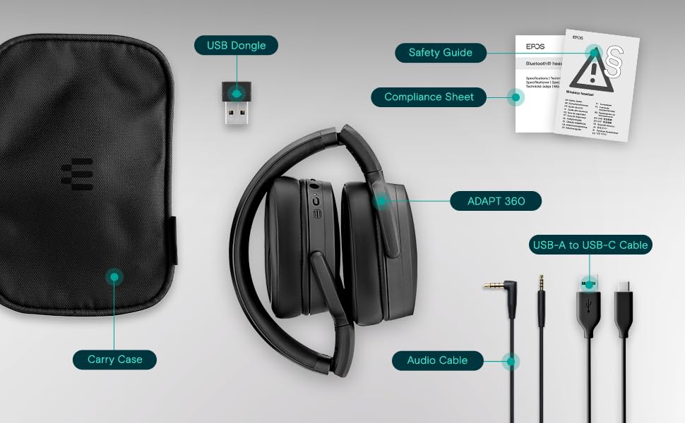 Micro casque EPOS ADAPT 360 Circum aural Bluetooth avec Suppresseur de bruit actif - vue 2