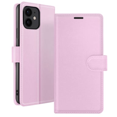 Zanaé Funda tipo cartera para iPhone 12 mini con función de soporte y lengüeta magnética Rosa