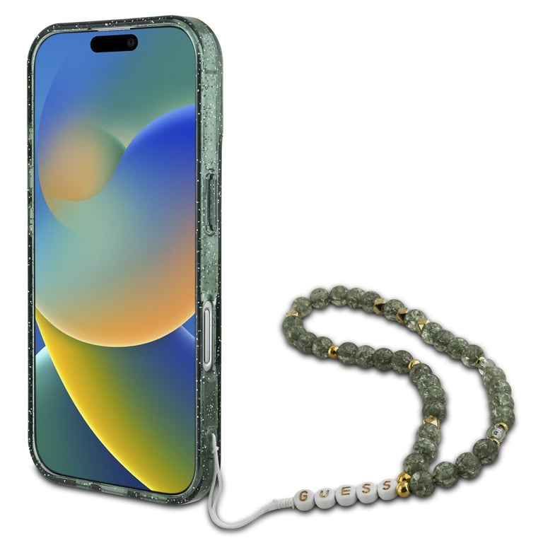 Coque Guess IML Glitter avec bracelet en perles MagSafe pour iPhone 16 Pro Max - vue 4
