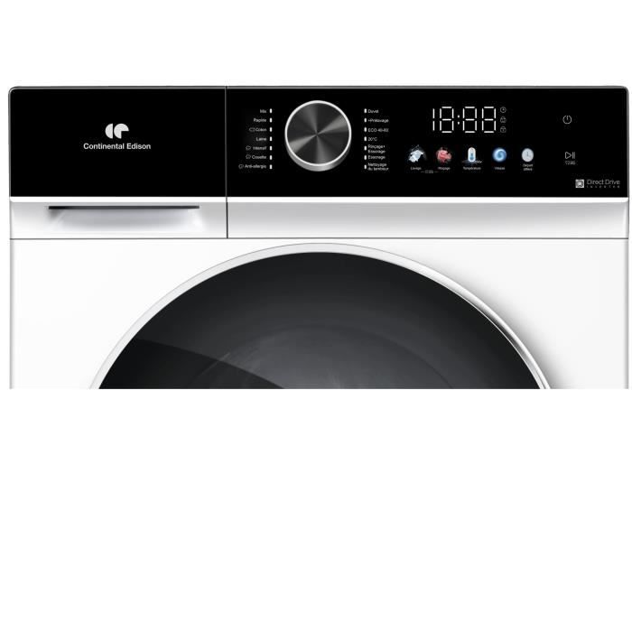 Lave linge hublot CONTINENTAL EDISON CELL1012DDW1 10kg Moteur induction directe 60 cm 1200 trsmin - vue 5