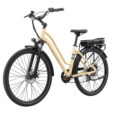VéLo Électrique Urban 7 | Moteur 250W | Batterie 36V 12.8Ah | Pneus 700C*50C Pouces | Vitesse Max 25 km/h | Autonomie 70 km | Beige