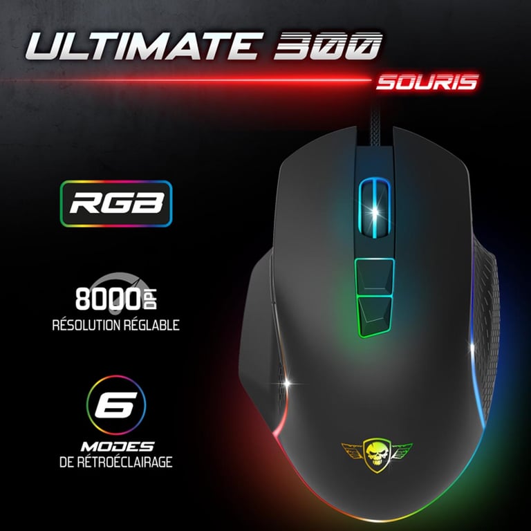 Spirit Of Gamer Pack Gaming 5 en 1 Clavier Souris Casque Tapis Convertisseur Ultimate 300 Gris - vue 3