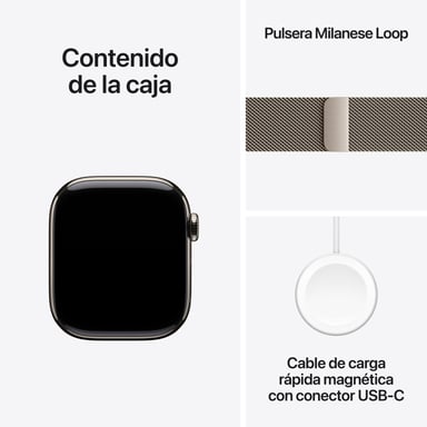 Watch Series 11 (2025) GPS + Cellulaire Boitier de 42mm en Titane Naturel avec bracelet milanais, Titane Naturel