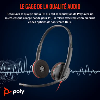Poly Micro-casque stéréo USB-C noir Blackwire 3220 Noir Reconditionné - vue 3