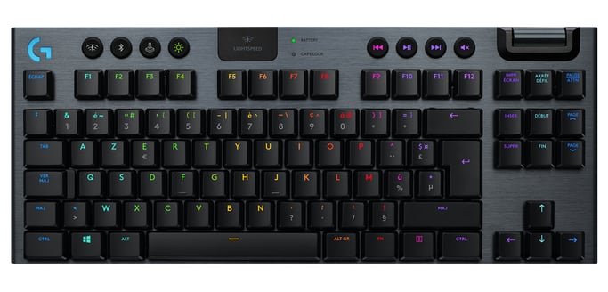 Logitech G G915 TKL Tenkeyless LIGHTSPEED Wireless RGB Mechanical Gaming Keyboard - GL Clicky teclado USB AZERTY Francés Carbono