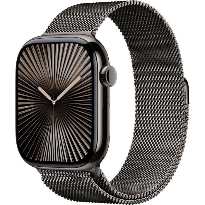 Apple Watch Series 10 GPS + Cellular - 46mm - Boîtier Slate Titanium - Bracelet Slate Milanese Loop - M/L - Neuf