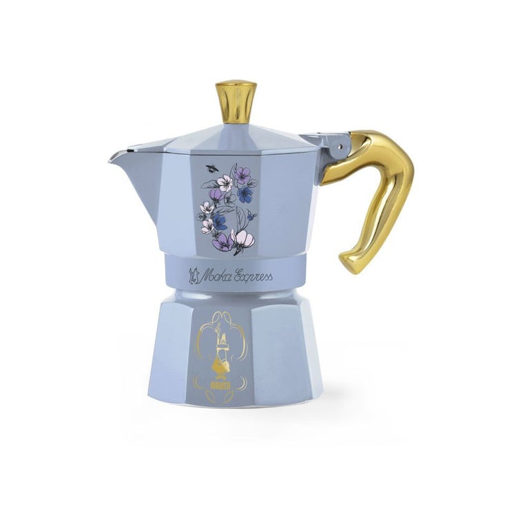 Bialetti Moka Express Bridgerton 3 tasses 0,13 L Bleu floral - Neuf