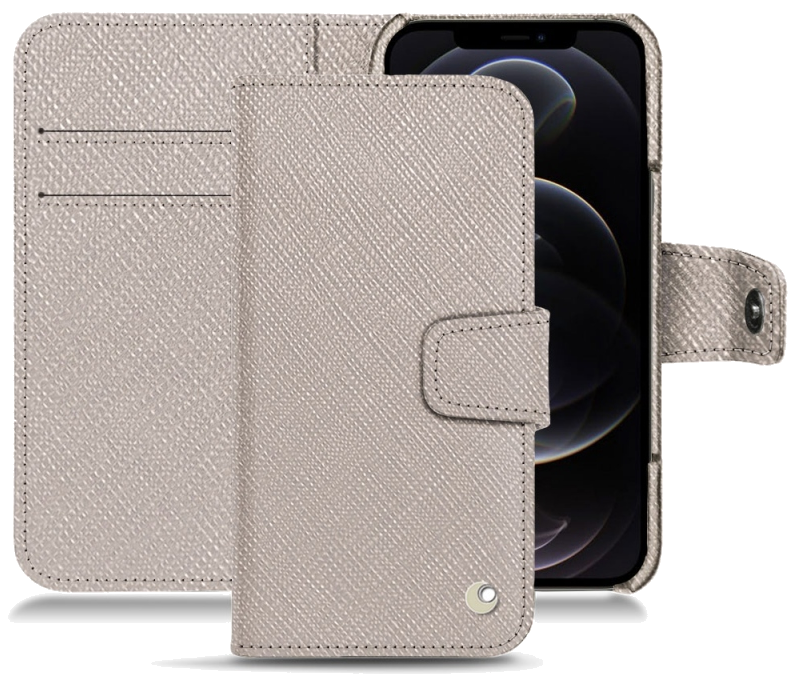 Housse cuir Apple iPhone 12 Pro Max - Rabat horizontal portefeuilleGris