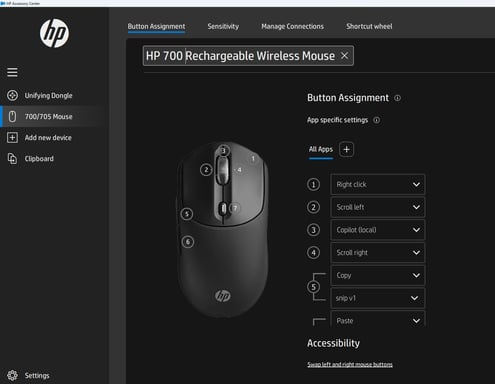 HP Souris sans fil rechargeable 700