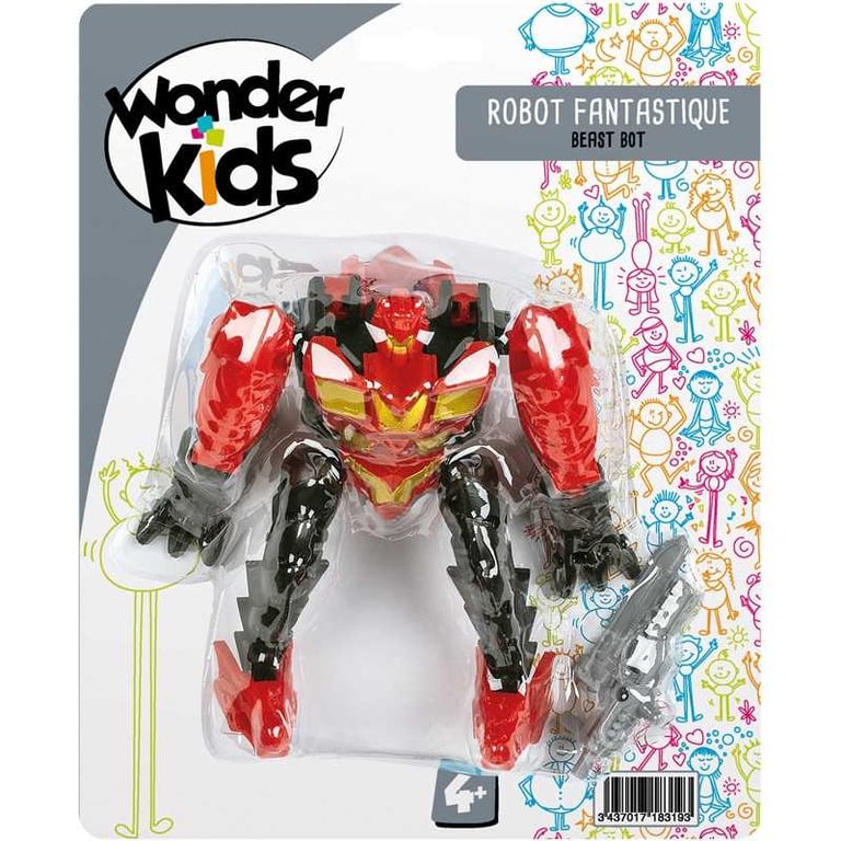 Figurine robot transformable Wonderkids ROBOT FANTASTIQUE TRANSF. ASSORTIMENT WONDERKIDS ABC 279286 Articulée, licence Naruto, 4+ Rouge/Noir/Or/Gris - Neuf