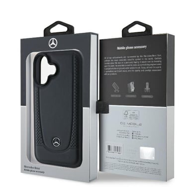 Mercedes caso para el iPhone 16 Plus 6.7 ''negro duro caso de cuero Urbano