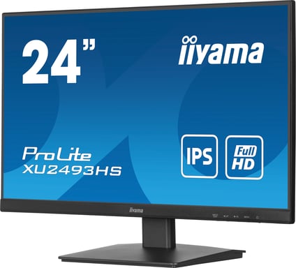 Ecran IIYAMA 23,8'' Noir dalle IPS Ultra mince 16:9 1920x1080 0.5ms 100Hz 250 cd/m2 HDMI Displayport HPs  VESA 100x100 TCO XU2493HS-B6