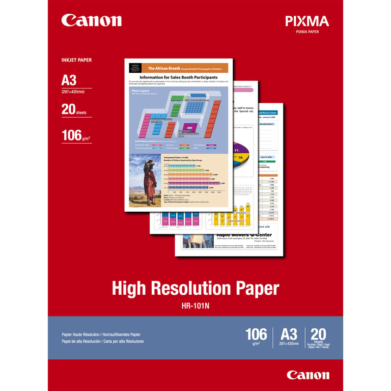 Canon HR 101 Papier ordinaire A3 297 x 420 mm 20 feuille pour BJ i6500 S4500 S6300 i6500 9100 9950 PIXMA iP6210 iP6310 S4500 6300 9000 - vue 2