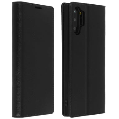 Étui pour Samsung Galaxy Note 10 Plus Cuir Véritable Porte cartes Support Vidéo Noir