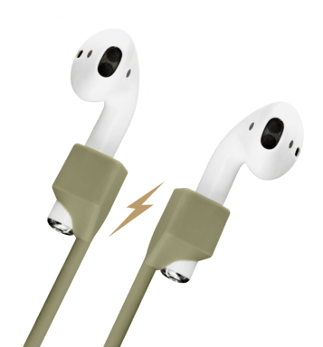 Fashionista Pompon & Shell per Apple AirPods con cinturino magnetico automatico, verde oliva