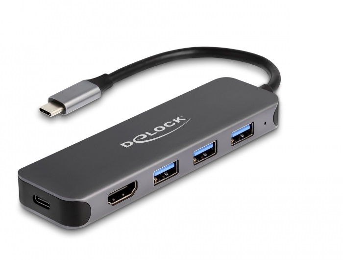 DeLOCK Hub de 3 ports USB et une prise 4K HDMI avec connexion USB Type-C et PD, 85 Watt - Neuf