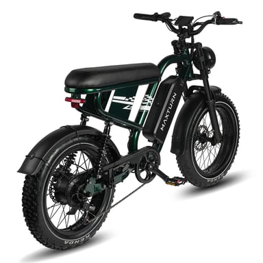 Bicicleta de montaña eléctrica MAXTURN MX10 con batería de 48 V y 13,5 Ah, Shimano de 7 velocidades - Verde