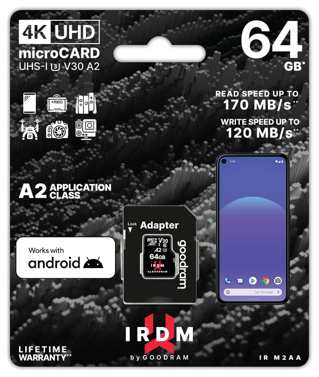 Carte mémoire GOOD RAM IRDM UHS I U3 A2 Micro SD - vue 3