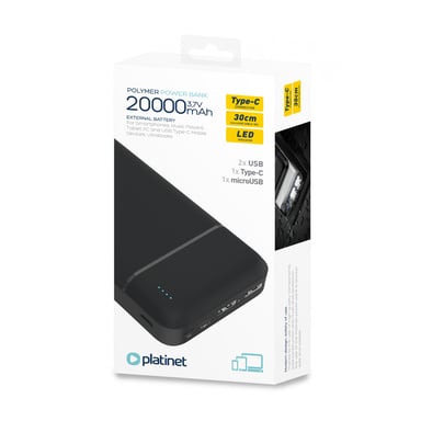 20 000mAh nero batteria di emergenza [ viaggio Power Bank Externe ] Sortie 2 porte USB-A