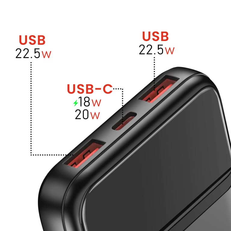 Batterie Externe 10000mAh avec USB C et 2 USB Écran LED Compacte Neuf - vue 2