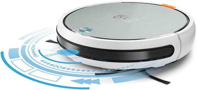 Black & Decker BXRV500E aspiradora robotizada Sin bolsa Negro, Acero inoxidable, Blanco