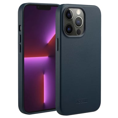 Accezz Coque arrière en cuir avec MagSafe pour Apple iPhone 13 Pro - Nightfall Blue