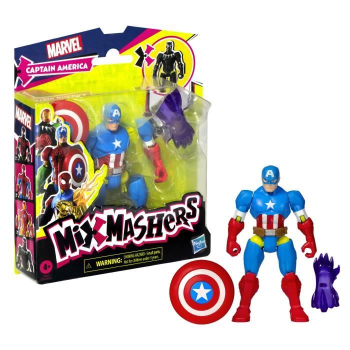 MixMashers Captain America, figurine 12 cm personnalisable a mélanger et combiner avec accessoires, Marvel, des 4 ans - Neuf