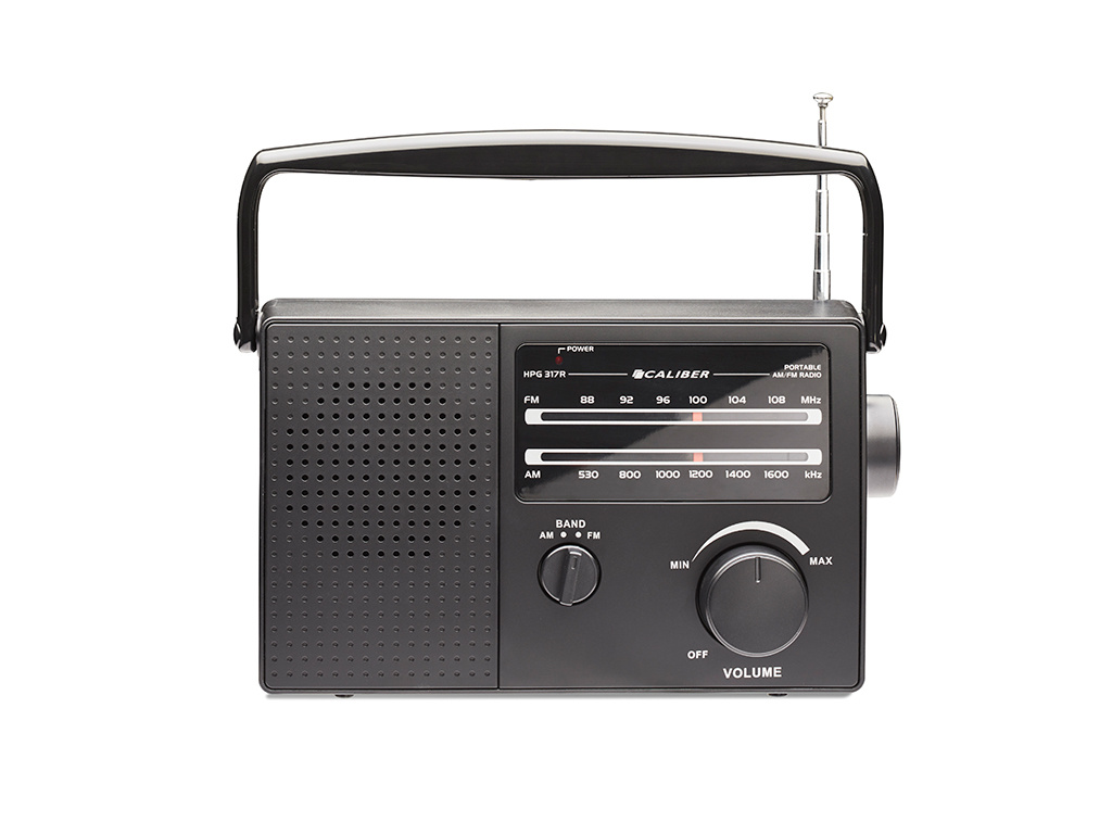 Radio portátil Retro 3000 - Pilas o cable de alimentación - Radio AM/FM con asa y salida para auriculares - Negro (HPG317R-B)