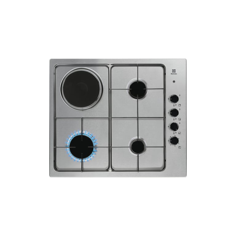 Plan de Cuisson Gaz Electrolux EGL62821OX – 3 Brûleurs à Gaz, 1 Plaque Électrique