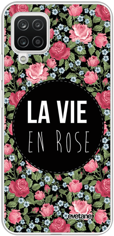 Evetane Coque Samsung Galaxy A12 souple transparente Motif La Vie en Rose