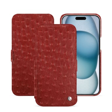 Housse cuir Apple iPhone 15 - Rabat horizontal - Rouge - Cuirs spéciaux