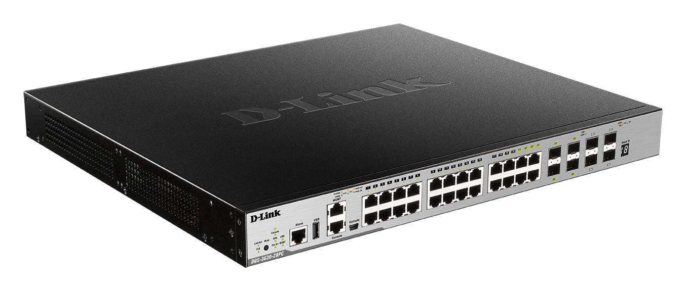 D Link DGS 3630 28PCSI commutateur réseau Géré L3 Gigabit Ethernet 101001000 Connexion Ethernet supportant 'alimentation via ce port PoE Neuf