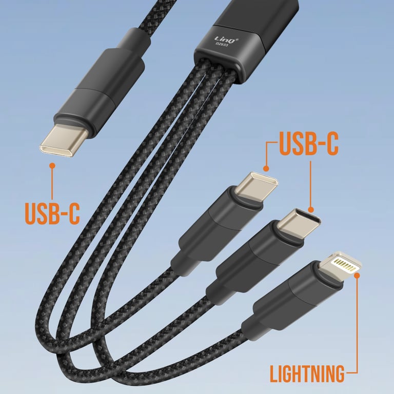 Câble USB C vers Lightning + 2 USB C Charge Rapide Longueur 1.2m Neuf - vue 6