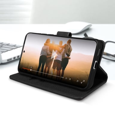 Funda Samsung Galaxy S22 Tarjetero Soporte Vídeo Negro