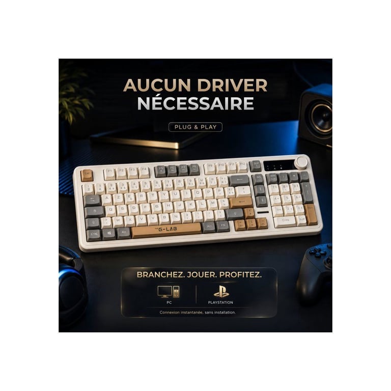 Clavier gaming filaire Azerty The G Lab Keyz Caesium Ex avec molette de volume - vue 6