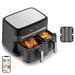 Moulinex Dual Easy Fry EZ905B20 friteuse Double 8,3 L Autonome 2450 W Friteuse d'air chaud Charbon, Gris