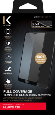 Protector de pantalla de cristal templado (100% cobertura de superficie) para Huawei P20, Negro