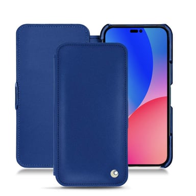 Housse cuir Apple iPhone 14 Pro Max - Rabat horizontal - Bleu - Cuir lisse