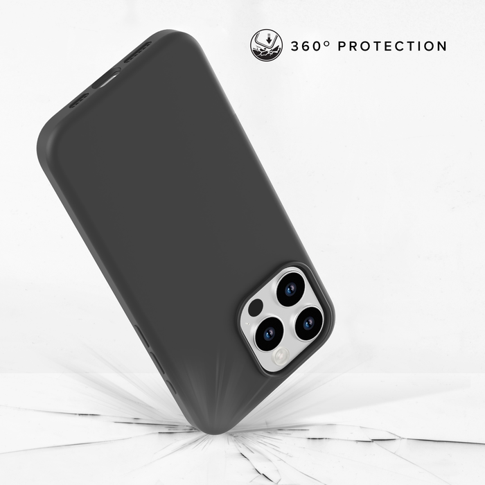 Funda antigolpes de gel de silicona suave para Apple iPhone 15 Pro Max, Negro satinado