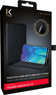Folio a conchiglia con slot per carte e supporto per Huawei Honor 20 Lite, nero