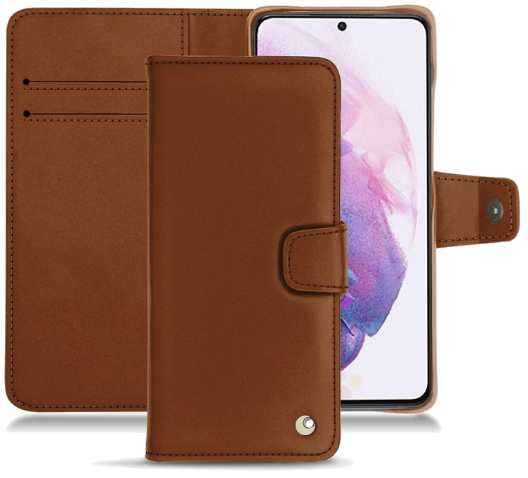 Housse cuir Samsung Galaxy S21 - Rabat horizontal portefeuilleMarron