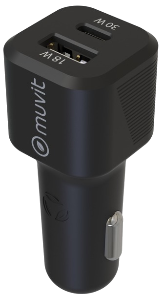 Muvit For Change Chargeur Voiture Pd Usbc-Usba 30W+18W Qc3.0